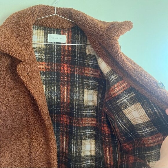 Paraphrase Thick Sherpa Fleece Lined  Rust Shacket - Picture 10 of 13